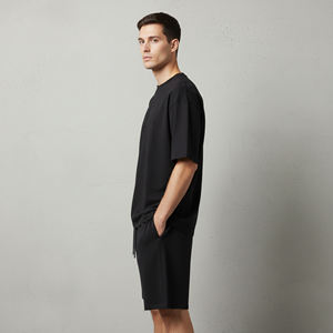 ชุดเซ็ตเสื้อยืดแขนสั้นคอกลมทรงปกติแฟชั่นใหม่สำหรับทุกเพศยี่ห้อ Terzo Sports พร้อมกางเกงขาสั้นผูกเชือก ผลิตจากโพลีเอสเตอร์/คอตตอน มีไซส์พลัส - Product Image 4