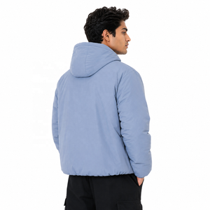 Men's Crop Oversized Thick Hooded Puffer Jacket With Zipper Front Casual <b>Winter</b> Men's Jacket Thick Polyester Wadding Windproof - Product Image 3