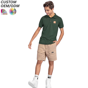 Polo classique en coton pour garçons, personnalisé avec logo, à manches courtes, rayé vert et blanc, séchage rapide, idéal pour le quotidien (vente en gros) - Product Image 1