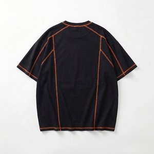 T-shirt en coton surdimensionné pour hommes avec surpiqûres contrastées – Vente en gros |   T-shirt décontracté streetwear |   Fabricant OEM de Marque Privée Personnalisée - Product Image 5