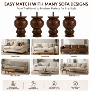 Rubberwood Modern <b>Sofa</b> <b>Leg</b> Gourd Shape Heavy Duty Smooth Surface Furniture Replacement <b>Legs</b> <b>for</b> Couch Chair Cabinet Ottoman - Product Image 3