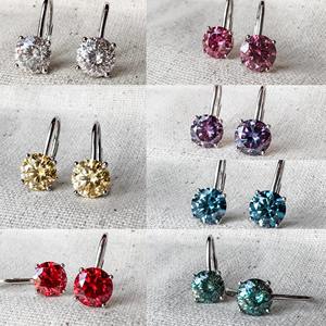 2 Ct Crimson <b>Red</b> Moissanite Solitaire Drop <b>Earrings</b> In Sterling Silver Custom Made Diamond <b>Earrings</b> For Birthday Gift For Women - Product Image 4