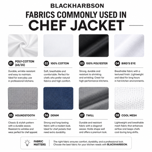 เสื้อเชฟผู้หญิง Sales Blackhardson รุ่นพรีเมียม 240 GSM ผ้าโพลีคอตตอนทวิล สีเบจ กระดุมสองแถว แขนสั้น ชุดยูนิฟอร์มร้านอาหาร - Product Image 2