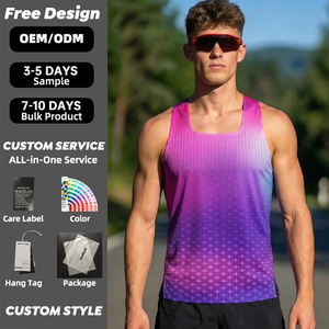 Chaleco Deportivo Ligero sin Costuras para Hombre, Personalizado con Impresión, de Poliéster, Estilo Deportivo, para Maratón, Transpirable, de Secado Rápido, Tejido - Product Image 1