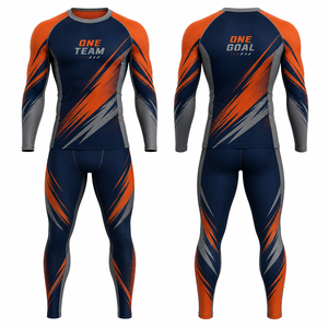 One Team One Goal Full Length Yoga Set Crew Neck Sublimation Print Spandex Polyester Sweat-Wicking Breathable Sport Wear - Product Image 1