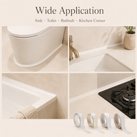 Bande de calfeutrage PVC blanc mat 50mm x 5m auto-adhésive pour toilettes, baignoire et lavabo