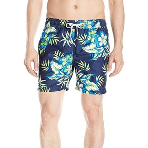 Short de bain rayé pour homme, bleu et blanc, avec cordon de serrage à la taille, séchage rapide, décontracté, longueur courte, taille mi-haute - Product Image 4