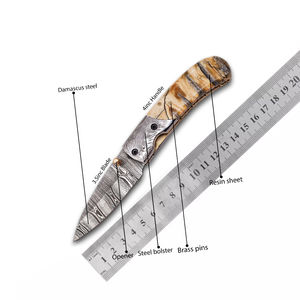 Couteau pliant en acier Damas avec texture de lame unique, couteau pliant Damas fait main avec finition polie à la main - Product Image 6
