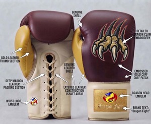 Gants de boxe 16oz à lacets DF-BGAmgc1 Marron/Mustard Gold/Crème MMA Sparring Gym Arts martiaux Autre équipement d'entraînement pour adulte - Product Image 4