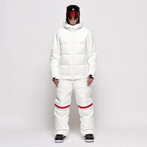 Combinaison de ski unisexe blanche pour adulte, col montant, fermeture éclair, imperméable 10 000 mm, coupe-vent, respirante, isolation en polaire - Product Image 2