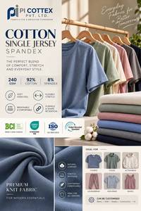 Tissu jersey simple en coton 240 GSM de qualité supérieure, 92% coton, 8% élasthanne, tissu extensible doux et respirant en vente - Product Image 4