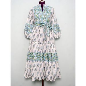 Vestidos Casuales de Talla Grande para Mujer, Nueva Moda, Estampado, Mangas Largas Abullonadas con Cuello Alto, Decoración de Encaje para Primavera y Otoño - Product Image 3