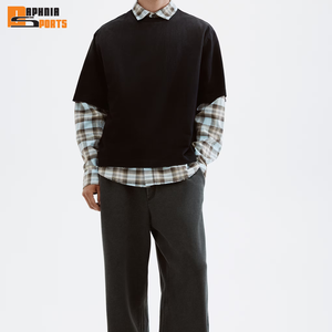 T-shirt tricoté pour homme de haute qualité, coupe classique, 100 % coton, col épais, épaules tombantes, coupe courte, service OEM - Product Image 5