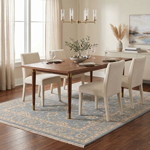 Blue Floral Area Rug Embroidered Carpet Soft Pile Latex Backed Non Slip Washable Floor <b>Mat</b> for Home Hotel - Product Image 2