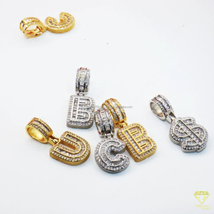 Lab Grown Diamond " K " <b>Initial</b> <b>Pendant</b> Hip Hop Necklace Custom Letter Bling Chain Jewelry For Men - Product Image 4
