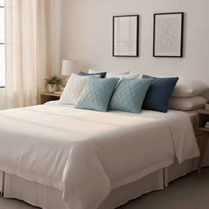 SOGA Juego de 6 fundas de cojín de punto de diamante de 45 cm, color crema, azul marino y azul cielo - Product Image 5