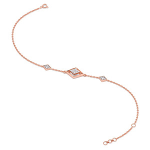 Interlocking Dual-Ring Loop Diamond Link <b>Bangle</b> <b>Bracelet</b> - Product Image 3