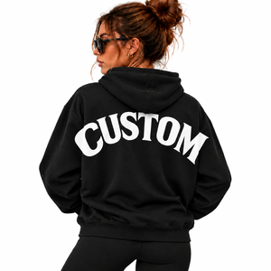 <b>Women</b> Oversized <b>Fleece</b> Hoodie <b>Black</b> Solid Color Pullover Sweatshirt With Pockets Hooded Casual Streetwear Style - Product Image 1