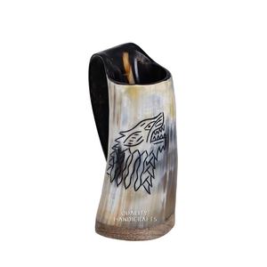 Mug en corne de buffle Viking, écologique, fait main, d'inspiration médiévale, poli, authentique, pour Noël et anniversaire - Product Image 3