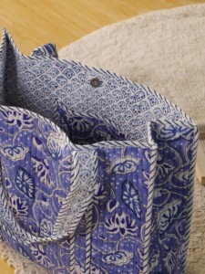 OEM Assorted Blue Indigo Floral Quilted Cotton Tote <b>Bag</b> - Eco-Friendly <b>Boho</b> Reusable Shopper - Product Image 4