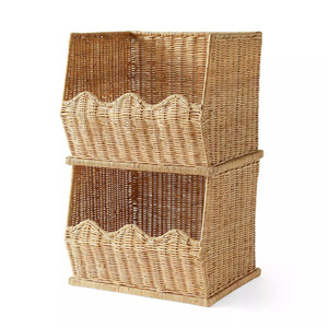 Beautiful Rattan Storage <b>Basket</b> Set Woven Organizer Bin Decorative <b>Shelf</b> <b>Basket</b> Ideal For Living Room Home Organization - Product Image 5