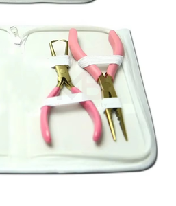 eft Hair <b>Extension</b> Plier Set Micro Ring <b>Beads</b> Remover Applicator Opener Plier Pink Handles Metal Construction - Product Image 6