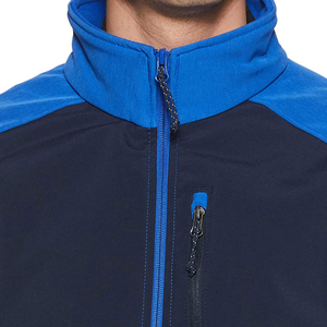 Veste de pluie bleue pour homme, col montant, fermeture éclair, décontractée, multicolore, coupe classique, couleur unie, en softshell - Product Image 5