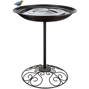 Bain d'oiseaux vintage en métal pour extérieur, mangeoire avec piquet à 5 branches, piédestal en fer pour décoration de jardin, finition antique, abreuvoir pour oiseaux sauvages - Product Image 2