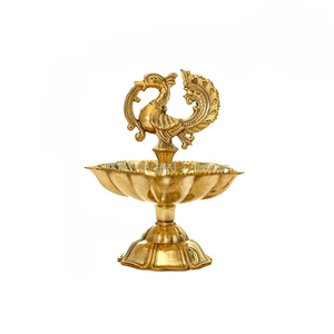 Kuthu Vilakku Deepam fait à la main en laiton indien Puja mariage Diwali suspendu Style Art déco couleur personnalisée Logo retour cadeau - Product Image 2