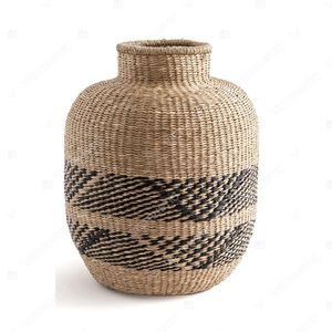Vietrustic Certified Supplier Natural and <b>Black</b> Pattern <b>Table</b> Vase Gift Seagrass Vase For Kitchen <b>Table</b> Plant Vase - Product Image 6