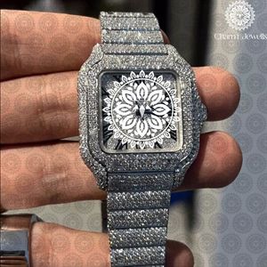 Charm Jewellis Montre de luxe en acier inoxydable avec diamants, analogique, à quartz, 36 mm, fermoir pliant, unisexe - Product Image 4