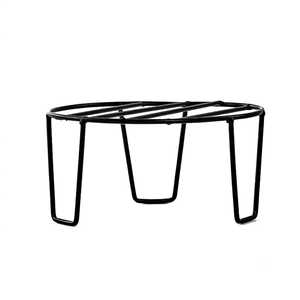 Modern Iron Planter <b>Stand</b> Powder Coated Black Round Rust Resistant Lightweight <b>Large</b> for Indoor Garden - Product Image 2