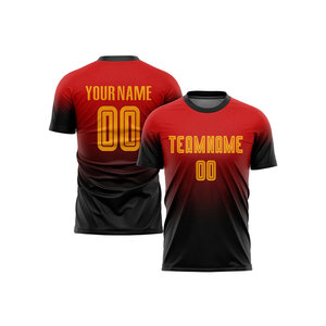 T-shirt de sport à manches courtes pour homme, dégradé rouge et noir, imprimé en sérigraphie sur le devant, col rond, coupe classique, 100% coton, séchage rapide - Product Image 1