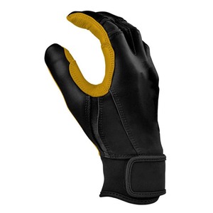 Gants de frappe en cuir noir avec rembourrage jaune sur la paume, fermeture auto-agrippante, unisexes, pour adultes, gants d'entraînement - Product Image 2