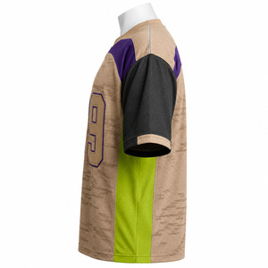 Camiseta de Fútbol Americano para Hombre, Cuello en V, Manga Corta, Malla Transpirable, Números de Equipo Personalizados 99, Morado, Negro, Dorado - Product Image 3