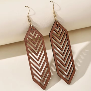 Pendientes de Madera Modernos con Diseño de Ángel Pulido, Ecológicos, Minimalistas, para Uso Diario, para Chicas - Product Image 1