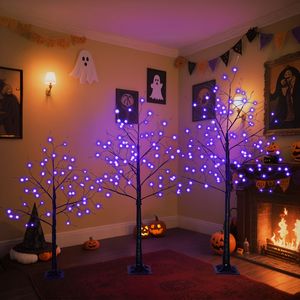 Halloween Spooky <b>Tree</b> with Purple <b>Lights</b> 4FT 5FT and 6FT Lighted Black <b>Tree</b> for Decorations Pac 3 Pac Brand - Product Image 2