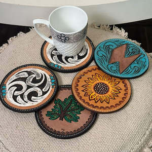 2025 vente en gros nouveauté en cuir repoussé à la main thé caboteur ensemble en cuir de vachette véritable haute qualité caboteur ensemble nouveaux cadeaux pour la maison - Product Image 5