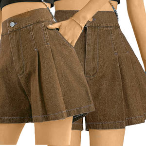 Short Pants <b>Jeans</b> for Women Shorts <b>Elastic</b> <b>Waist</b> Women Denim Shorts Custom Women's Plus Size High Rise <b>Jeans</b> Pleated Wide Leg - Product Image 6