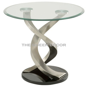 Octopus Design Aluminum Metal With Glass Top Round Shape Use <b>Side</b> <b>Table</b> For Living Room And Home Decor Accents - Product Image 3