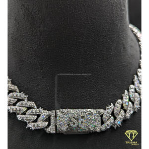 Modern Lab Grown Diamond Cuban <b>Necklace</b> for Men Luxury <b>Statement</b> Hip Hop Chain with Brilliant Sparkle By Trisha Jewels - Product Image 6