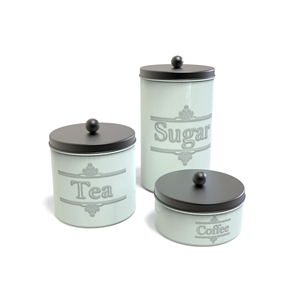 Recipientes Metálicos Cilíndricos para Almacenamiento de Alimentos con Tapas Metálicas Herméticas para la Conservación de la Frescura, Juego de 3 para Cocina, Diseño Moderno - Product Image 2