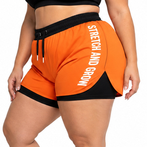 Shorts Deportivos de Doble Capa para Mujer, Tallas Grandes, con Cordón Ajustable en la Cintura, Shorts de Compresión Internos 2 en 1, Ropa Deportiva para Mujer - Product Image 4