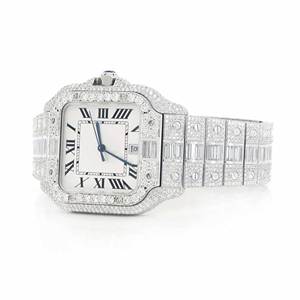 Montre à quartz en acier inoxydable avec cadran en verre et bracelet Moissanite Iced Out 20 mm, style Hip Hop tendance - Product Image 2