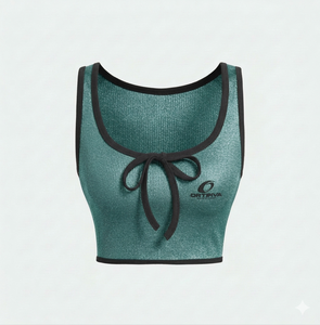 Wholesale Rate Custom Women's Knitted Tank <b>Tops</b> 100% Polyester Solid Regular Fit Casual Sleeveless Heat-Transfer Printed - Product Image 4