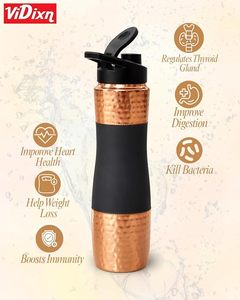 Bouteille d'eau isotherme en cuivre avec poignée noire, design moderne, pour la randonnée en extérieur, maintien au chaud pendant 12-24 heures - Product Image 2