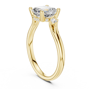 Anillo de Oro Amarillo de 14k con Diseño Minimalista Romántico, Oxidado, con Diamantes de Laboratorio de Corte Asscher Brillante y Corte Redondo en los Laterales, para Mujer - Product Image 4