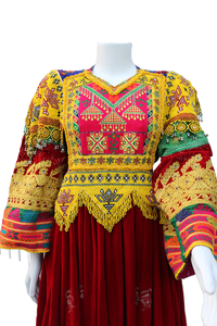 Robe longue vintage brodée respirante, style afghan, pour femmes, tenue traditionnelle Pathani, Kabul, Nuristan, tribal Kuchi - Product Image 4