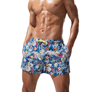 Shorts de bain bleus à motifs floraux pour hommes, séchage rapide, taille élastique avec cordon de serrage, maillot de bain d'été pour la plage, short de surf pour les vacances - Product Image 4