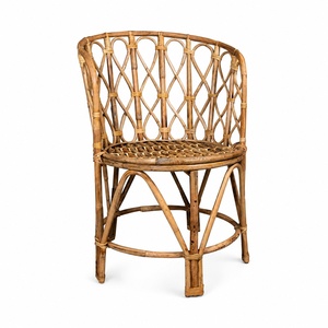 Silla de comedor de ratán estilo boho con respaldo y brazos, sillas para eventos, elegante sillón para bodas y fiestas - Product Image 1